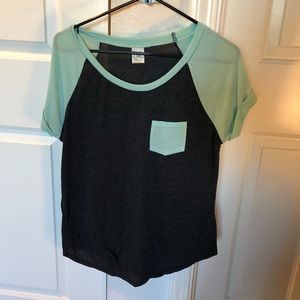 Grey and Teal tee shirt